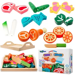 Kinderküche Zubehör Spielküche Fleisch Fisch Gemüse Schneiden ausHolz
