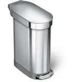 simplehuman CW2044 45 Liter, schmaler Treteimer, Mülleimer Küche, Abfalleimer, Mülltrennsystem, Mülltrennung, Recycling, gebürsteter Edelstahl