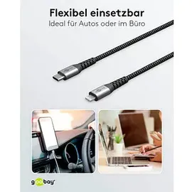 goobay 49270 - Lightning USB-CTM Textilkabel mit Metallsteckern, 0,5 m