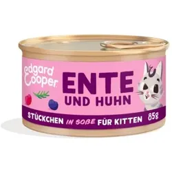 Edgard & Cooper Nassfutter Katze Kitten Stückchen in Soße Ente & Huhn 72x85 g