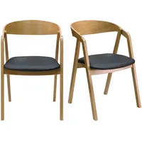 miliboo Skandinavische Stühle stapelbar aus hellem Eichenholz und schwarzem Stoff (2er-Set) lova