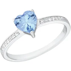 Fingerring AMOR "Aquamarine" Gr. 54, blau (silberfarben, aquamarine, aquamarine), Fingerringe, Damen, 54, Silber 925 (Sterlingsilber), 2mm, mit Zirkonia (synth.)