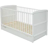 Kids Collective Babybett Kinderbett 70x140 cm, Babymöbel, Babybetten, Gitterbett höhenverstellbar & herausnehmbare Sprossen weiß Holz, Kiefer, Made in Europe | von Geburt bis 6. Lebensjahr