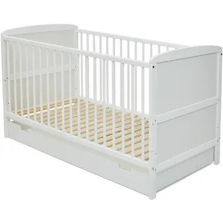 Kids Collective Babybett Kinderbett 70x140 cm, Babymöbel, Babybetten, Gitterbett höhenverstellbar & herausnehmbare Sprossen weiß Holz, Kiefer, Made in Europe | von Geburt bis 6. Lebensjahr