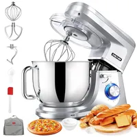 CHeflee Küchenmaschine,2000W Leistungsstarke Knetmaschine, mit Knet-und Rührfunktion 6 Geschwindigkeiten Geräuscharme Teigknetmaschine 8 L Edelstahlschüssel Knethaken & Schneebesen Staubschutzhülle