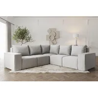 Fun Möbel Ecksofa Designersofa ESTELLE in Stoff Poso Hellgrau