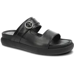 Schwarze Pantoletten Chebello Bequeme Damen Lederschuhe, 39
