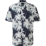 QS Hemd mit All-over-Print Blau / Bunt M