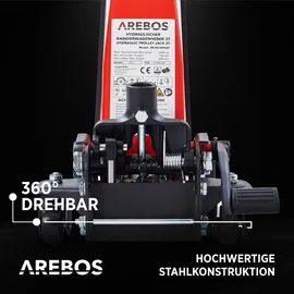 Arebos Rangierwagenheber 3 Tonnen Stahl/Gummi rot