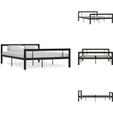 Bettgestell Schwarz Und Weiß Metall 140×200 Cm - Metallbett - Doppelbett - Boxspringbett - Bettgestell - Schlafraum