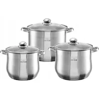 ZILNER 6-teiliges Set aus Edelstahl, drei Töpfe, alle Herdarten,