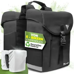 Fahrrad Doppeltasche aus recyceltem Material 36L "DUPLEX" - Grau - Neu,oft gekauft