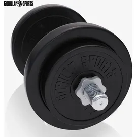 Gorilla Sports Kurzhantelset 20 kg Kunststoff schwarz - 2er Set, Ø 30mm, mit 2 Kurzhantelstangen und 4 Sternverschlüssen