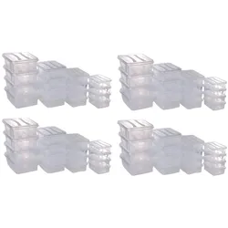 32 Stück Aufbewahrungsboxen - 8 Stück 0,4 Ltr. + 8 Stück 0,7 Ltr. + 8 Stück 1,2 Ltr. + 8 Stück 2,1 Ltr. Volumen