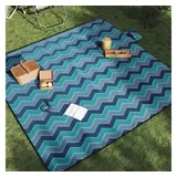 vidaXL Picknickdecke Faltbar Blau Wellenmuster 200x200 cm Samt