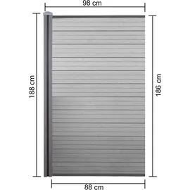 Mendler Windschutz WPC-Sichtschutz Sarthe 98 x 189 x 9 cm Grau WPC