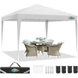 COBIZI Pavillon 3x3, Faltpavillon 3x3 Wasserdicht Stabil, Partyzelt 3x3 Gartenpavillon UV-Schutz 50+ Pavillion Klappbar 3x3m Pop up Pavillon mit 4 Sandsäcke für Camping, Strand, Familientreffen(Weiß)