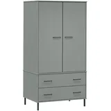 vidaXL Kleiderschrank OSLO Metallbeine Grau 90x55x172,5cm Massivholz