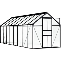 Kavolet Aluminium GewächsHaus 9,31 m2 Anlehngewächshaus, 190 x 490 x 125/195 cm Wärmeisoliert Gartenhaus Treibhaus Tomatenhaus Frühbeet Pflanzenhaus, UV beständig, 4 mm Platte, Anthrazit