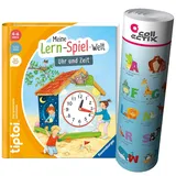 Ravensburger tiptoi Buch - Mein Lern-Spiel-Abenteuer | Uhr und Zeit + Kinder ABC Buchstaben Poster | 4-6 Jahre
