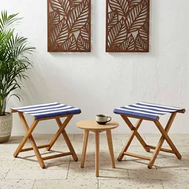 vidaXL Liegestuhl 2 pcs Massives Eukalyptus Holz 2 St. blau/weiß