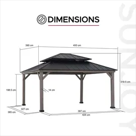 Sunjoy Zedernholz Gazebo Rysy 4,5 x 3,9 m Schwarz/Grau