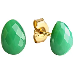 Jamelli Ohrringe Silber 925 vergoldet mit echtem Chrysopras 8x6,5mm