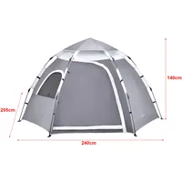 [en.casa] Campingzelt Nybro Pop Up Kuppelzelt 240x205x140cm Grau