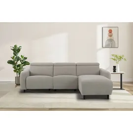 OTTO home Ecksofa OTTO HOME "SKAANE Struktur, L-Form, 274 cm, manuelle/elektrische Relaxfunktion", grau (hellgrau), B:274cm H:100cm T:181cm, 100% Polyester, Sofas, Ecksofa, rundes Design, Kopfteilverstellung, Federkernpolsterung