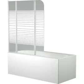 Marwell White Stripes", weiß – Duschabtrennung aus 4 mm Einscheibensicherheitsglas für Badewanne
