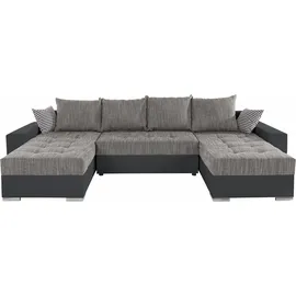 Collection AB Wohnlandschaft »XL-Josy U-Form, Breite 313 cm, Kunstleder-Mix, Microfaser«, inkl. Bettfunktion, Bettkasten, mit 4 gleich großen Rückenkissen, schwarz