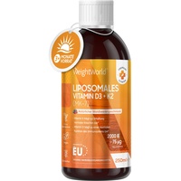 Liposomales Vitamin D3 K2 flüssig - 2000IE Vitamin D3 + 75μg Vitamin K2-250ml für 100 Tage Vorrat - Alternative zu Vitamin D Kapseln & Tabletten - Vegan & MK-7 - Hohe Bioverfügbarkeit - WeightWorld