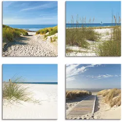 Artland Leinwandbild »Strand und Sanddünen«, Strand, (4 St.), 4er Set, verschiedene Größen Artland Farbe Bild(er): naturfarben
