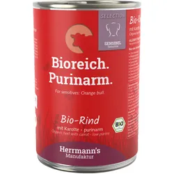 Herrmann's Selection Sensibel / Sensitiv 400g Dose Hundenassfutter 12 x 400g Bio Rind mit Karotten (purinarm)