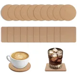 VINEST 20 Stück Untersetzer Gläser, Korkuntersetzer Rund Quadratische Untersetzer Kork, 4mm Dicke Korken Coasters, 10 x 10cm Tassenuntersetzer, para Cocina Restaurante Bar Oficina Hogar