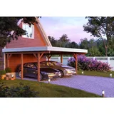 Palmako Karl Doppel-Carport 555 x 372 cm Dunkelgrau lackiert