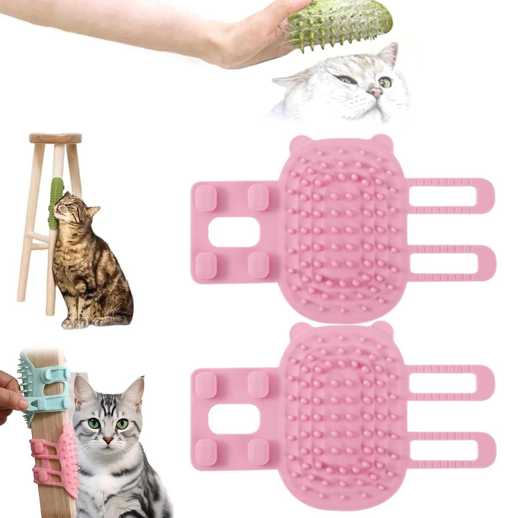 Pet Tickling Artifact, 2024 New Tickling Comb Pet Brush, Pet Itch Tool with 63 Round-Head Comb Teeth,Pet Back Scratcher for Chair Legs Table Leg,Silicone Pet Itch Rub Tool for Cats Dogs (2pc,Pink)