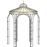 ELEO Pavillon Siena anthrazit mit Sonnensegel - rund 2x2m Rankpavillon für den Garten handgeschmiedet Schmiedeeisen - Rosenpavillon Metall stabil rostfrei pulverbeschichtet - mit Sonnenschutz Dach