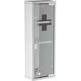 Medizinschrank Aus Edelstahl Mit Tür Aus Gehärtetem Glas, Abschließbarer Medizinschrank Zur Aufbewahrung Von Medikamenten Mit 3 Fächern, Erste-hilfe-schrank, 20 X 12 X 58 Cm, Silberfarben