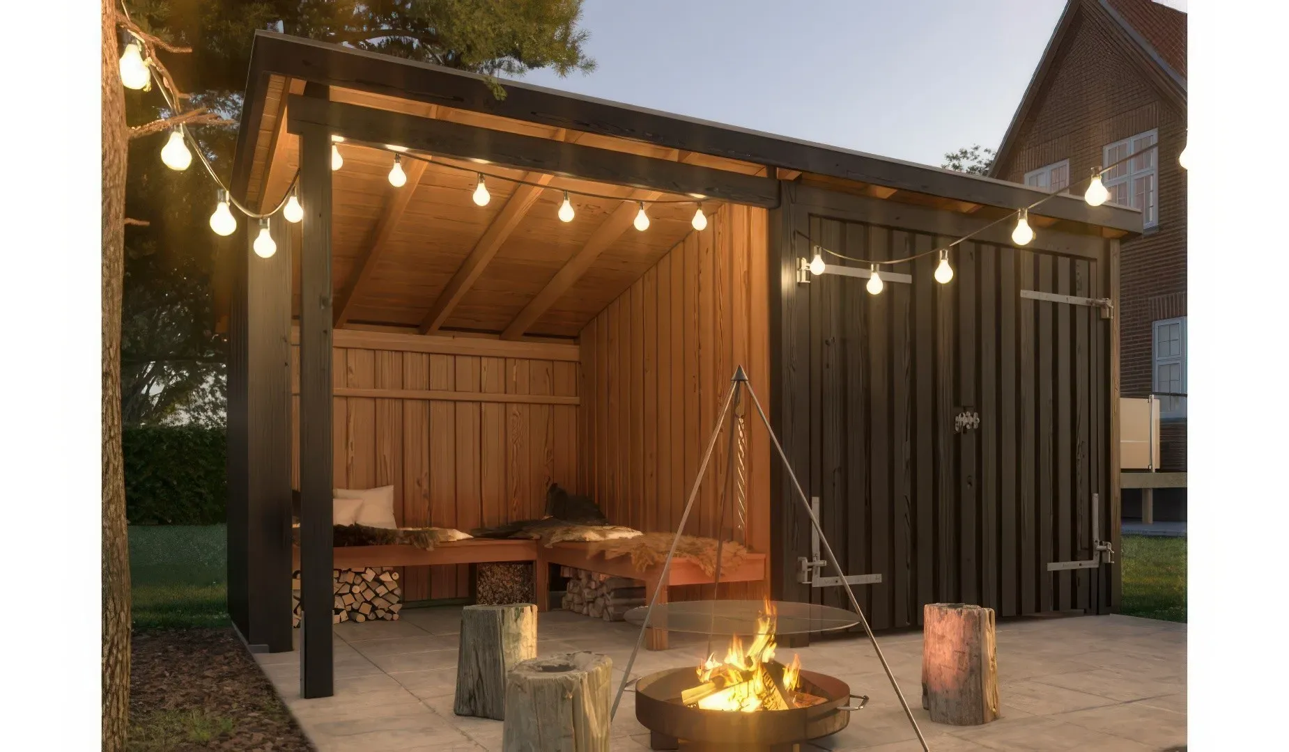 Holzunterstand aus unbehandelter Kiefer / Fichte – Gartenschuppen für Gartenbereich – geräumiger Geräteschuppen – idealer Garten-Unterstand