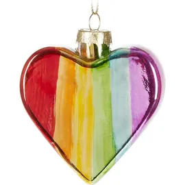 Brubaker Regenbogenherz - Handbemalte Weihnachtskugel aus Glas - 8 cm Baumkugel Regenbogen Herz - Mundgeblasener Christbaumschmuck - Deko Figuren Weihnachten - Weihnachtsdeko Anhänger - Bunt
