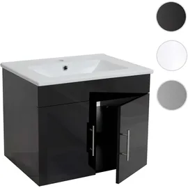 MCW Waschbecken + Unterschrank MCW-D16, Waschbecken Waschtisch, MVG-zertifiziert, hochglanz schwarz