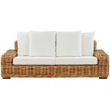 Beliani Gartensofa Naturfarben Beige Weiss 94x218x67