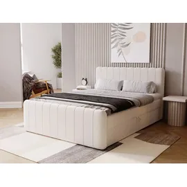GRAINGOLD Boxbett mit Bettkasten 180x200 Creme Samt, Osteno
