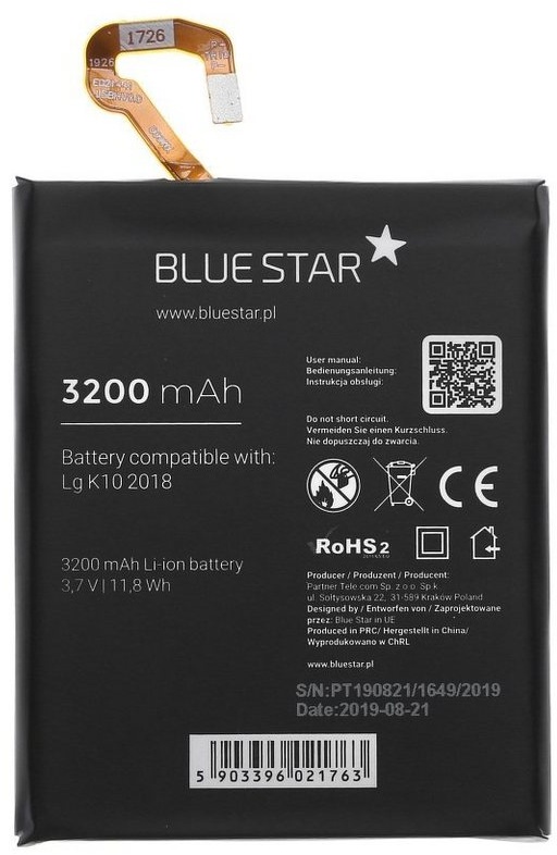 BlueStar Akku Ersatz kompatibel mit LG K10 2018 3200mAh LG X410 Li-lon Austausch Batterie Accu BL-36T Smartphone-Akku