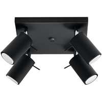 Deckenlampe 4-flammig Deckenstrahler Wohnzimmer Beleuchtung Spot Deckenstrahler schwarz, Strahler verstellbar Stahl, 4x GU10, L 25 cm