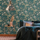 A.S. Création Metropolitan Stories Travel Styles Vliestapete - Florale Tapete in Blau und Orange - skandinavische Wandtapete für verschiedene Räume in 10,05 m x 0,53 m