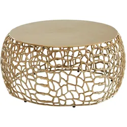KADIMA DESIGN Couchtisch Metall Gold 66x66x30 cm Sofatisch Aluminium Rund, Design Wohnzimmertisch mit Ast-Struktur, Kleiner Kaffeetisch Modern, Beistelltisch
