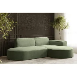 kaiser möbel Ecksofa Designer Modena Studio stoff Dicker Cord Poso Hellgrün, Rechts