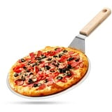 Pizzaschieber, Premium Pizzaschaufel aus rostfreiem Edelstahl und Buchenholz, für Backen Hausgemachte Pizza, Brot Kuchen, Kekse (25,5 cm / 10 Zoll)